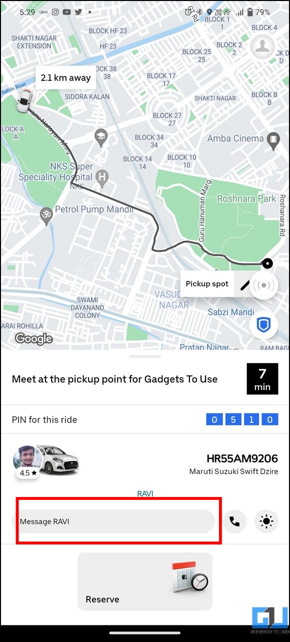 به اشتراک گذاری موقعیت مکانی Google Maps در Uber